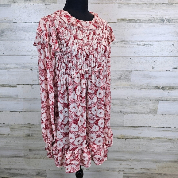Free People These Dreams Floral Ruffle Mini Dress XS Boho Cottagecore Festival - Picture 3 of 16